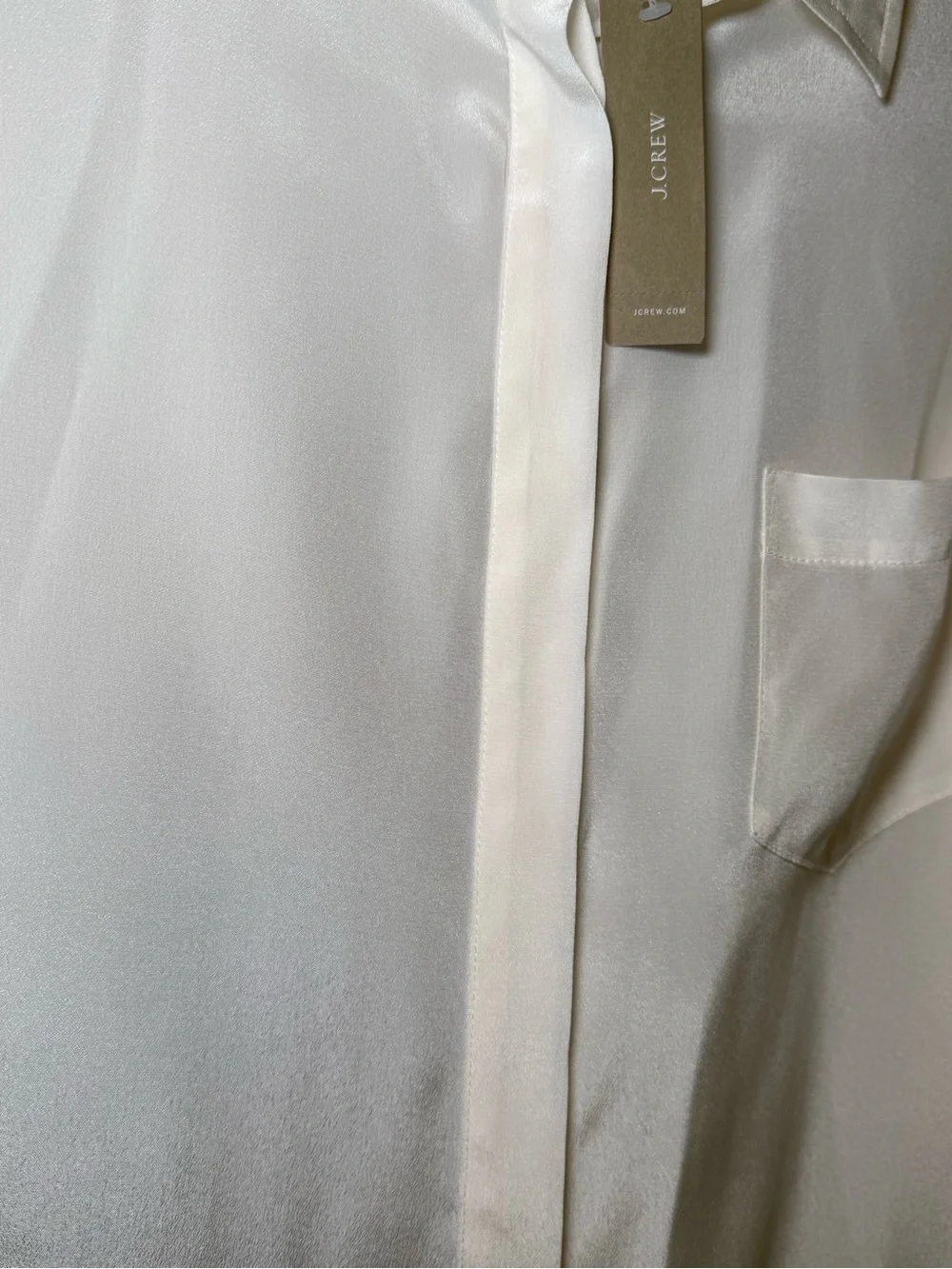 J.Crew NWT 100% Silk Button Down Blouse 12 Tall Ivory Classic Corporate Luxury